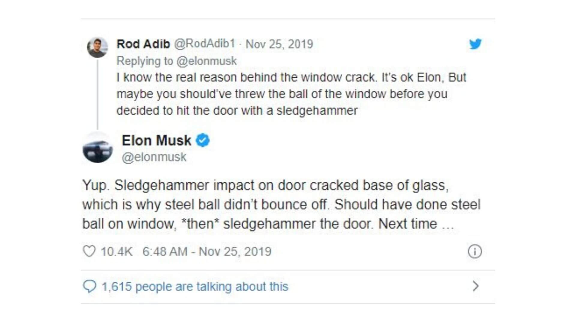 Elon Musk tweet for Cybertruck justification