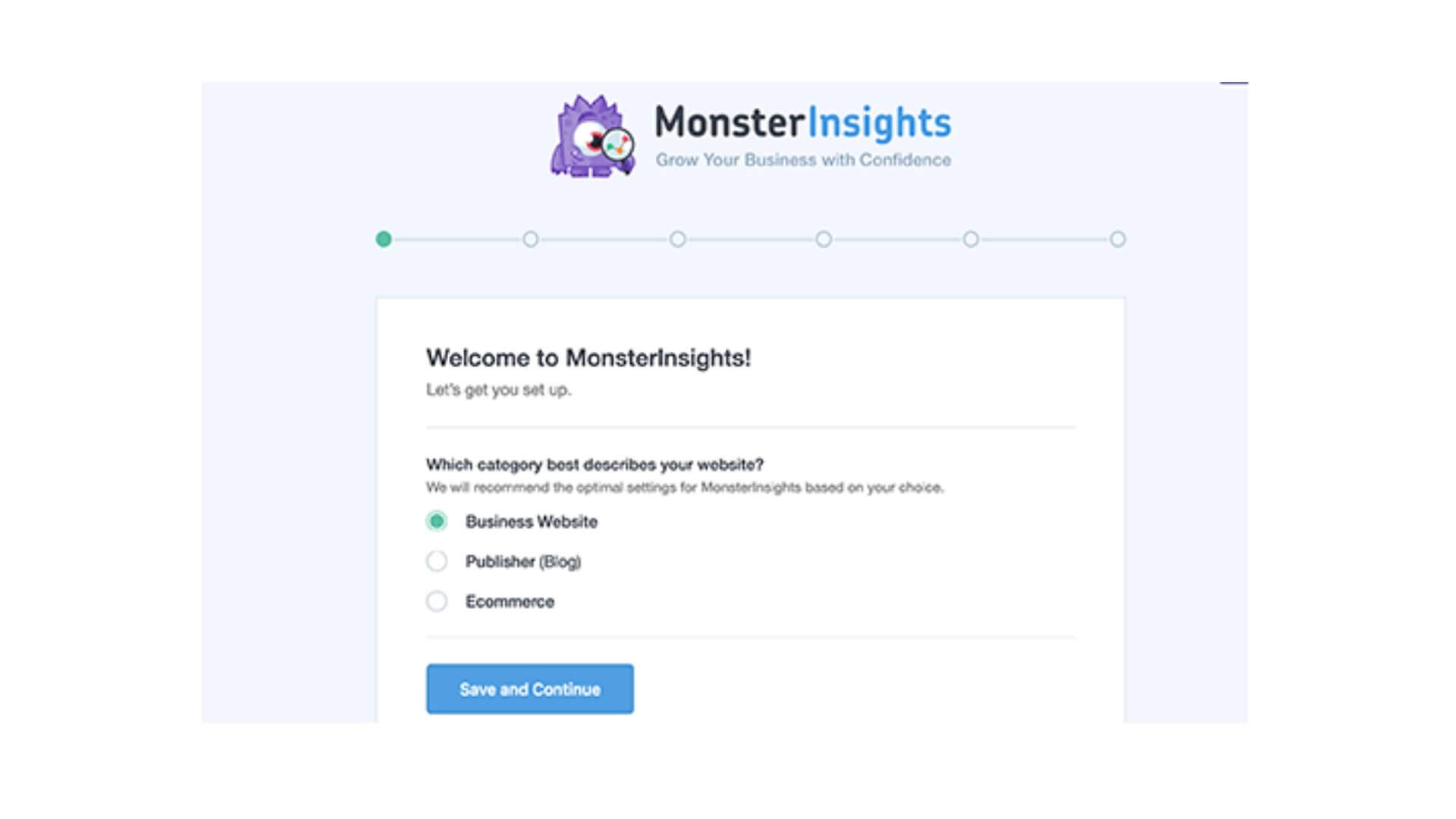 MonsterInsights plugin setup