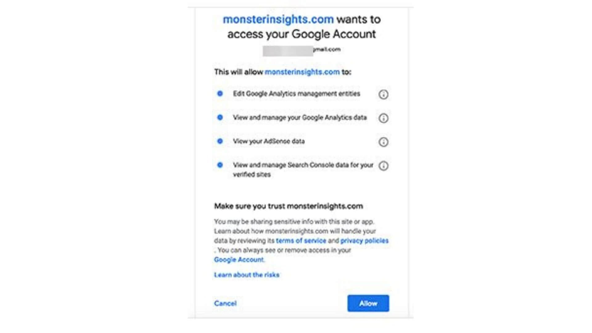 MonsterInsights Plugin to access Google Analytics