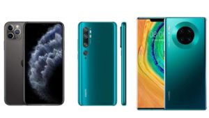 Cameras of iPhone 11 Pro Max Xiaomi CC9 Pro and Huawei Mate 30 Pro