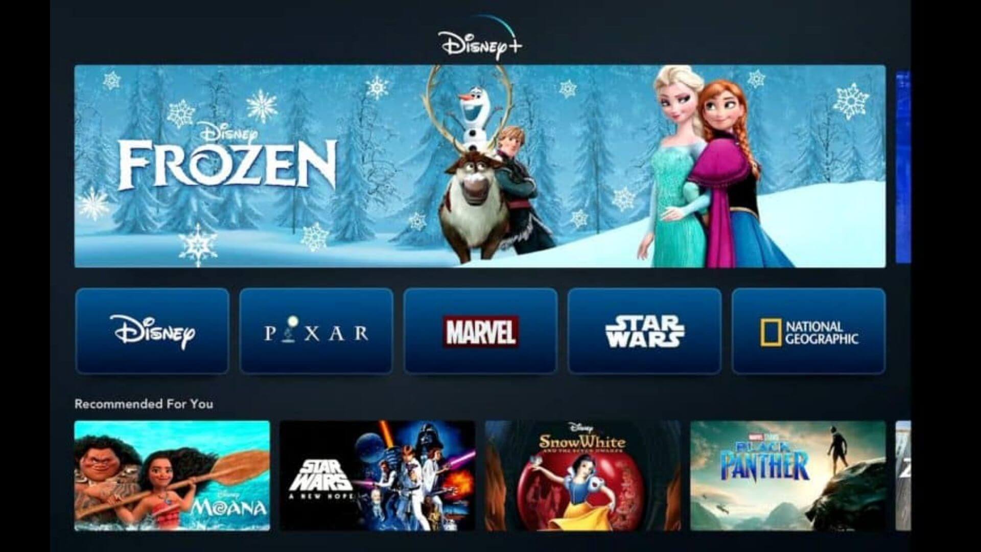 Disney Plus interface