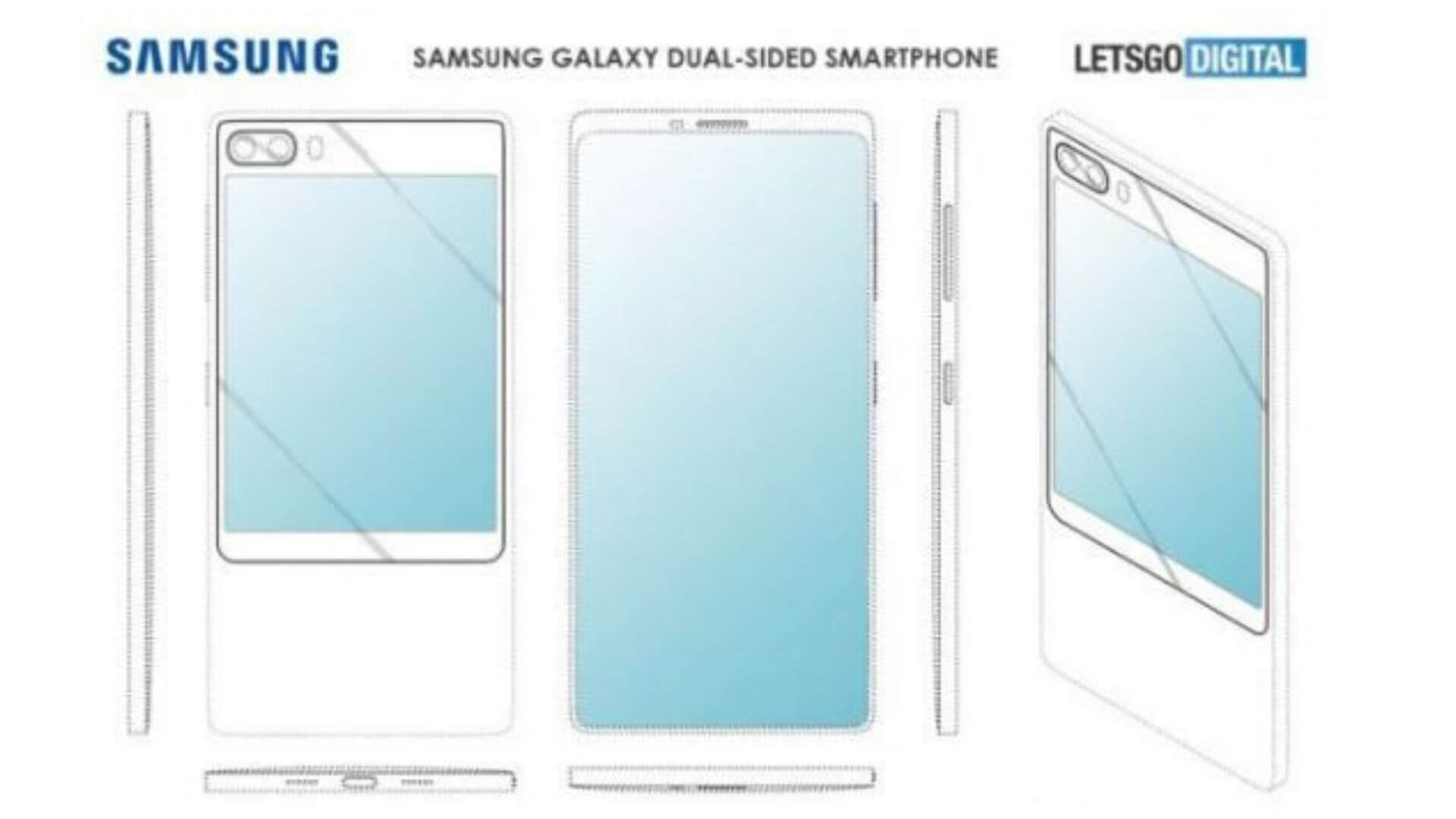 Samsung Patented design with screen on back side of phone.