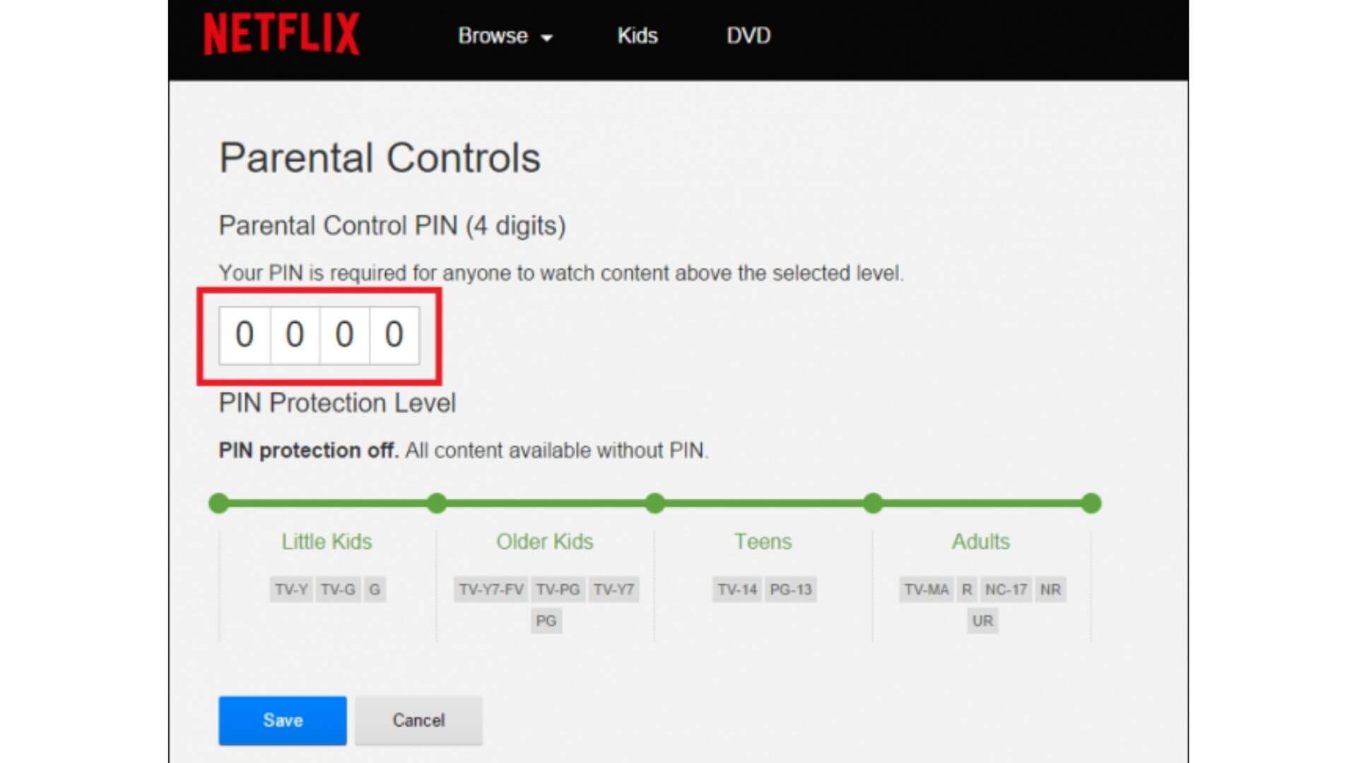 Set PIN in your Netflix account