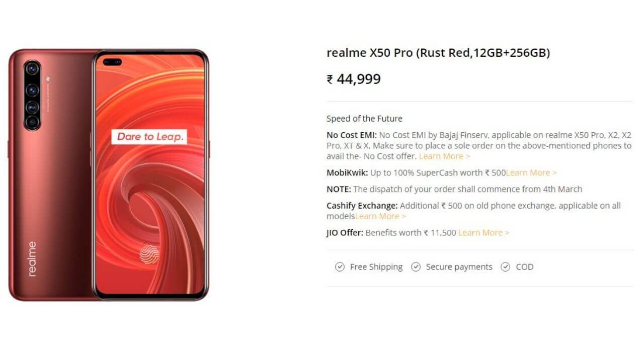 Offers on Realme X50 5G