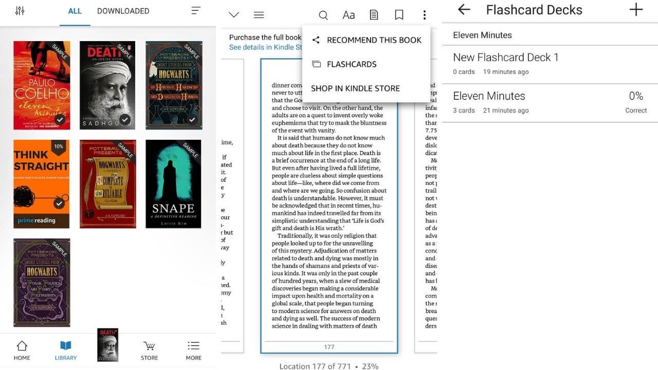 Amazon Kindle Flashcards