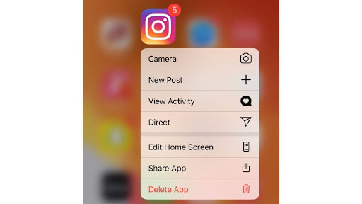 Delete Instagram app on iPhone