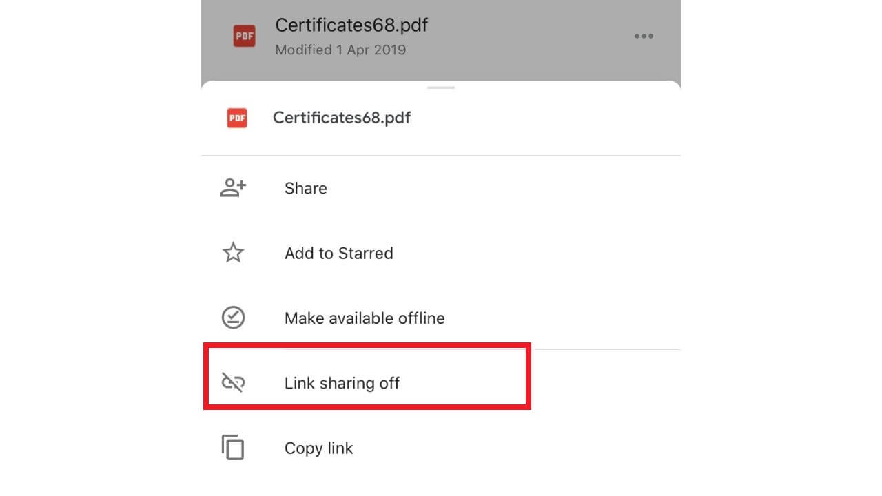 Link sharing in Google Drive