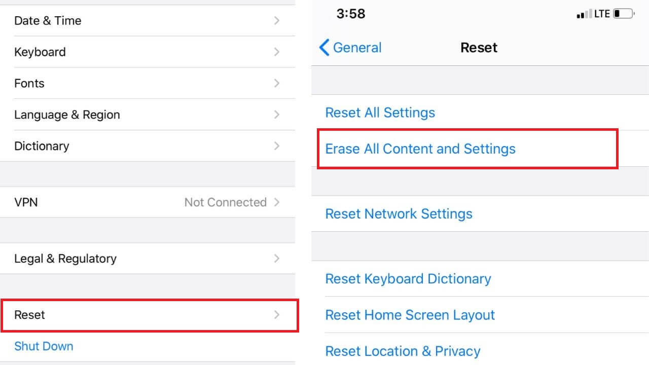 Reset Settings on iPhone