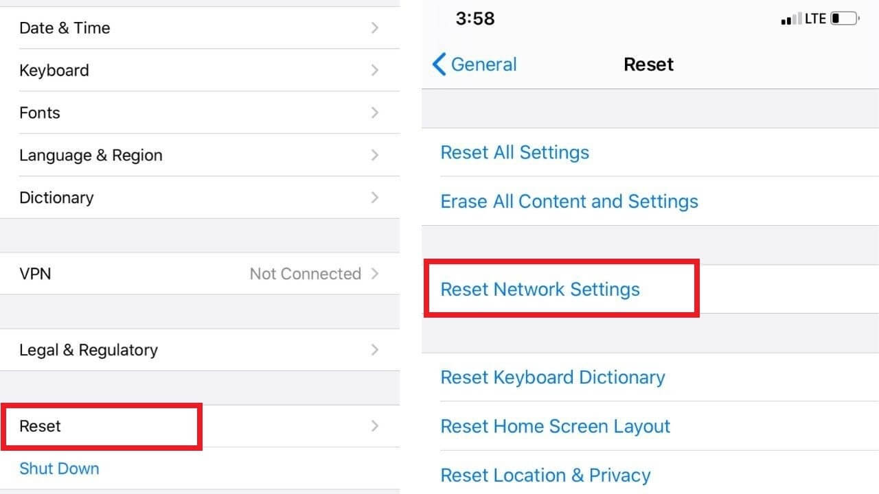 Reset settings on iPhone