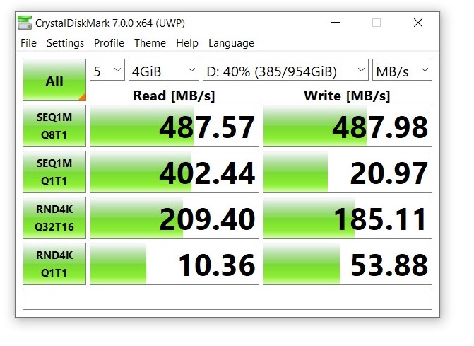 Via SATA port 5GB Crystal Mark Test