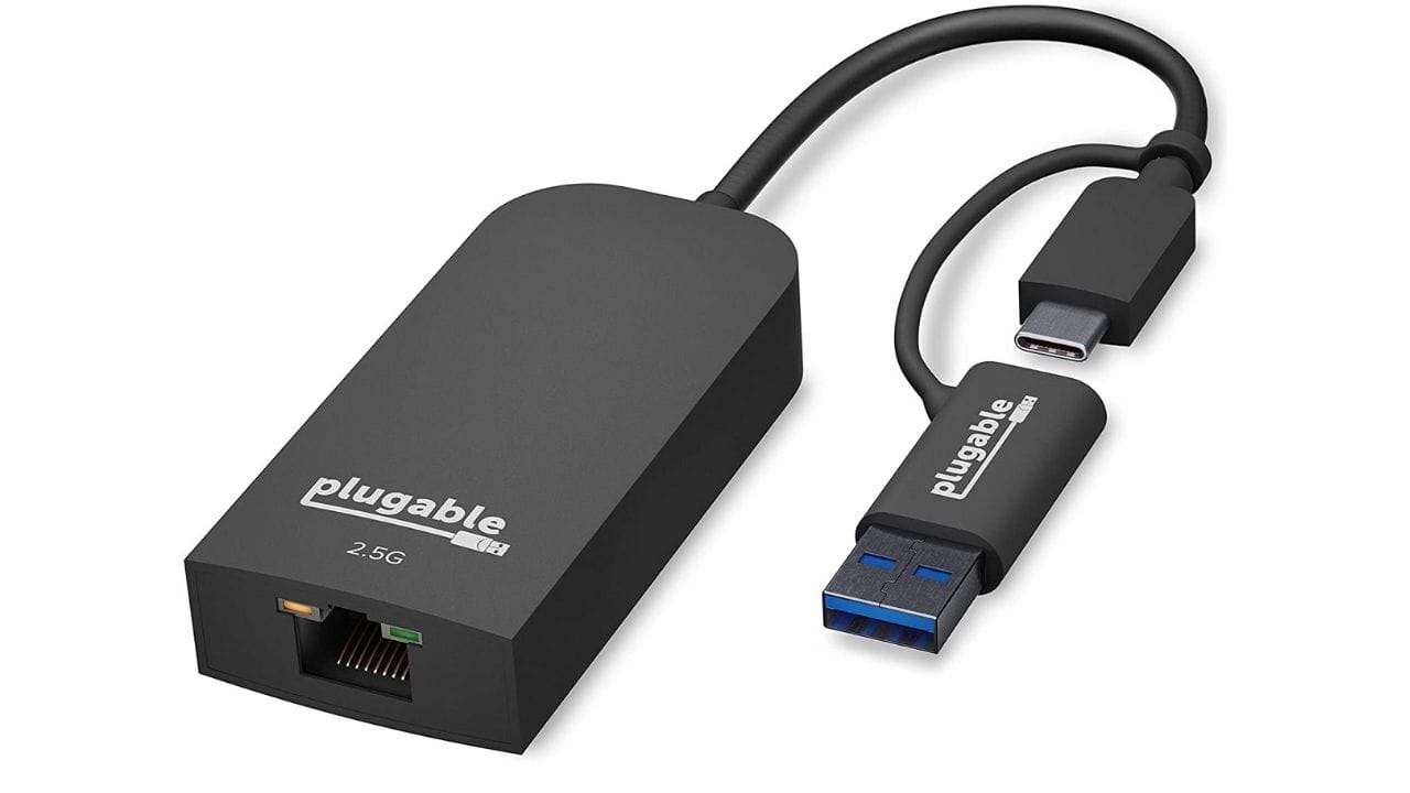 Plugable 2.5G USB-C and USB A to Ethernet Adapter
