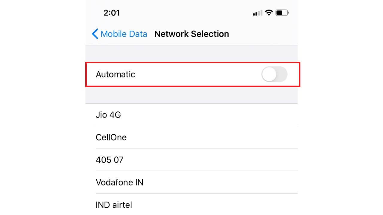 Disable Automatic network selection