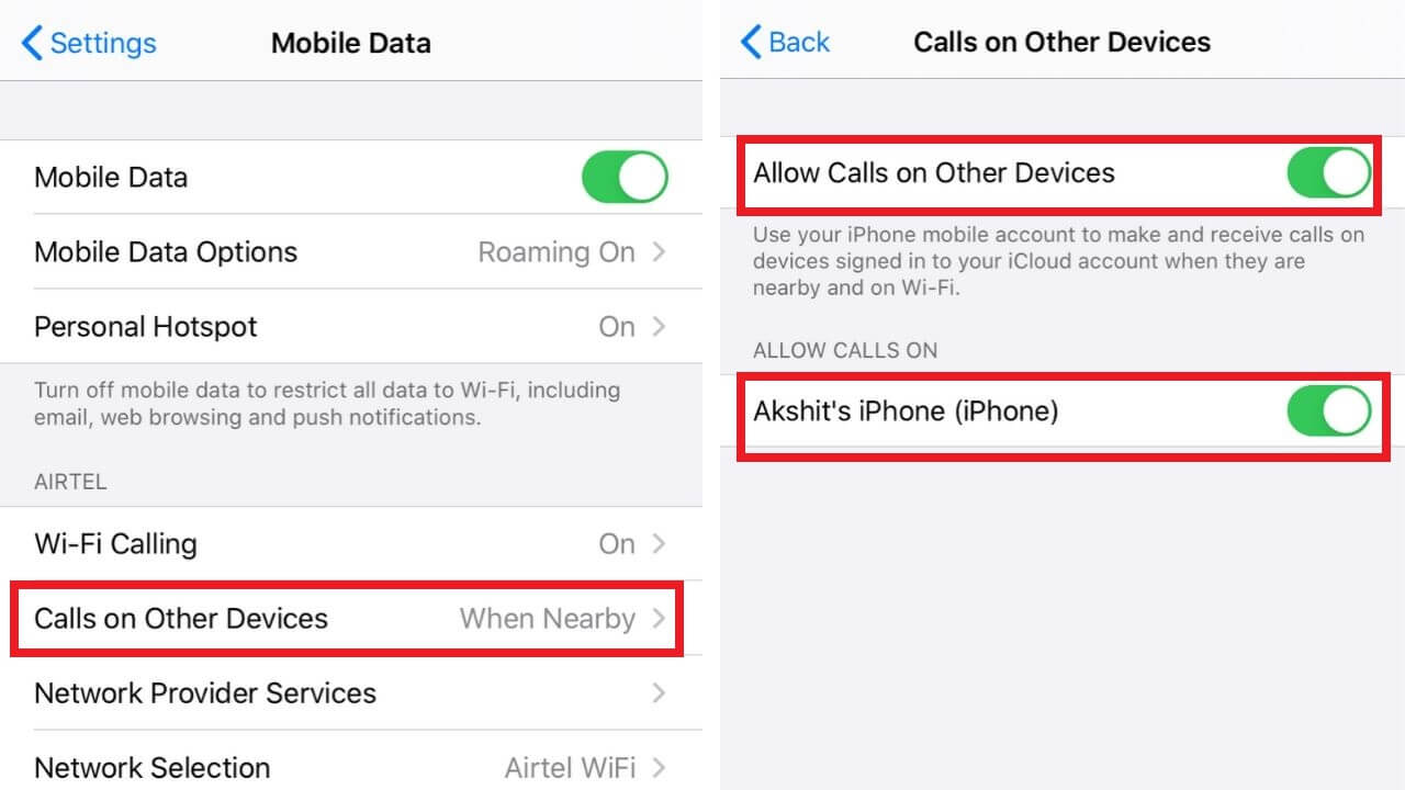 Enable Wi-Fi Calling on other Apple devices