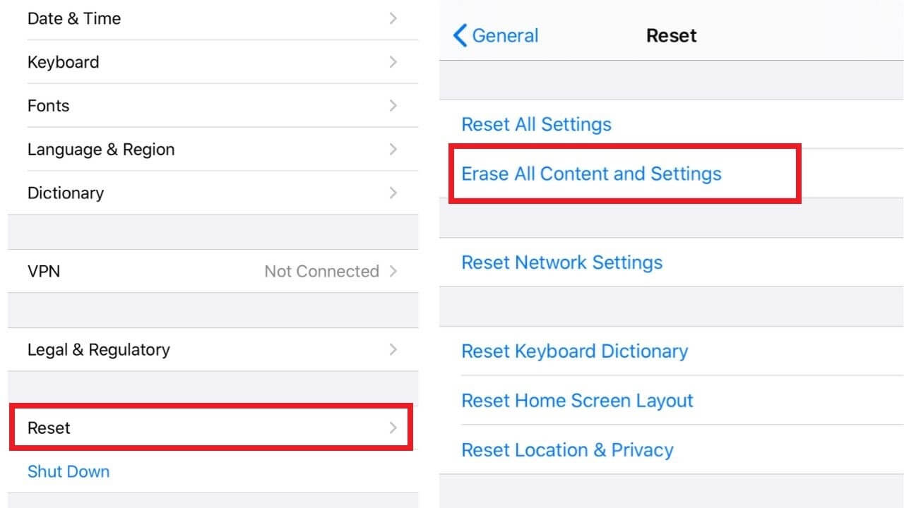 Erase All Content and Settings on iPhone