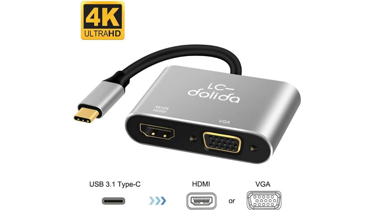 LC-dolida USB-C to HDMI and VGA Adapter