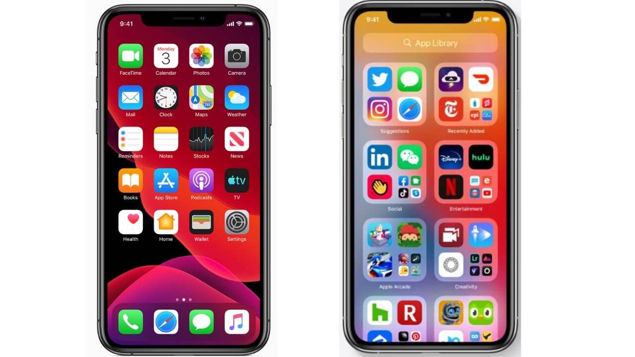 iOS 13 vs iOS 14 App Library