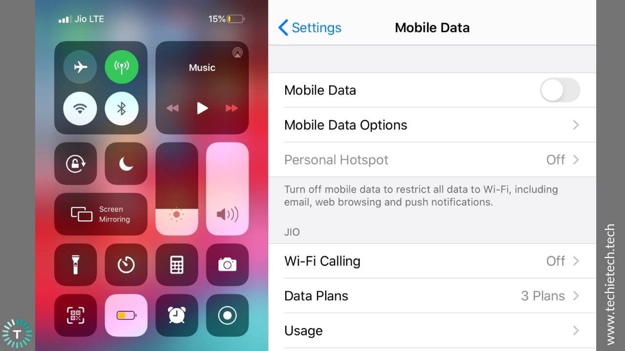 Toggle Mobile Data on iPhone