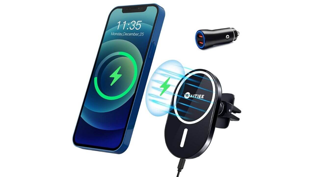 WAITEE Magnetic Wireless Car Charger for iPhone 13 Mini