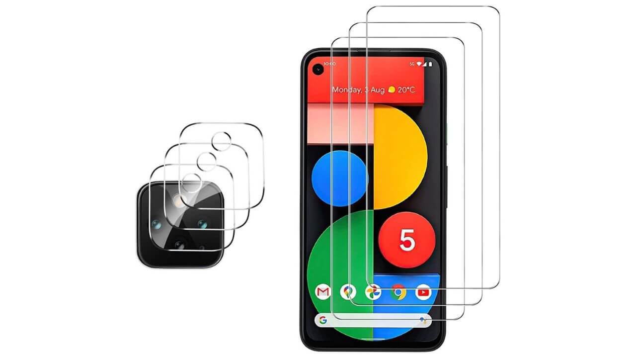 Gesma Screen and Camera Protector for Google Pixel 5 (3+3 Pack)