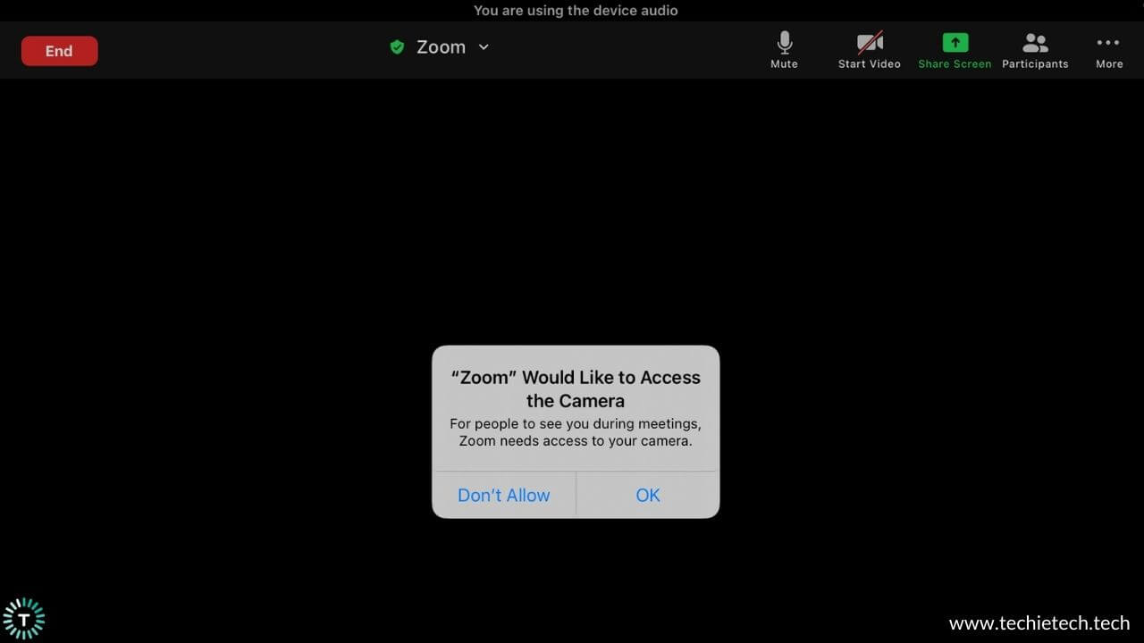 Give Camera access to the Zoom app.