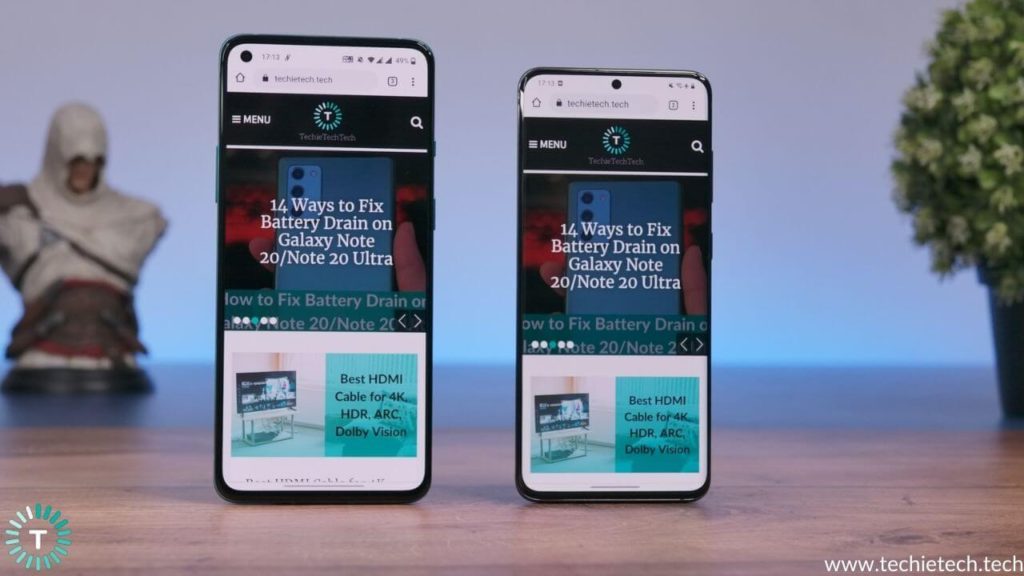 OnePlus 8T vs Galaxy S20 Display Comparison