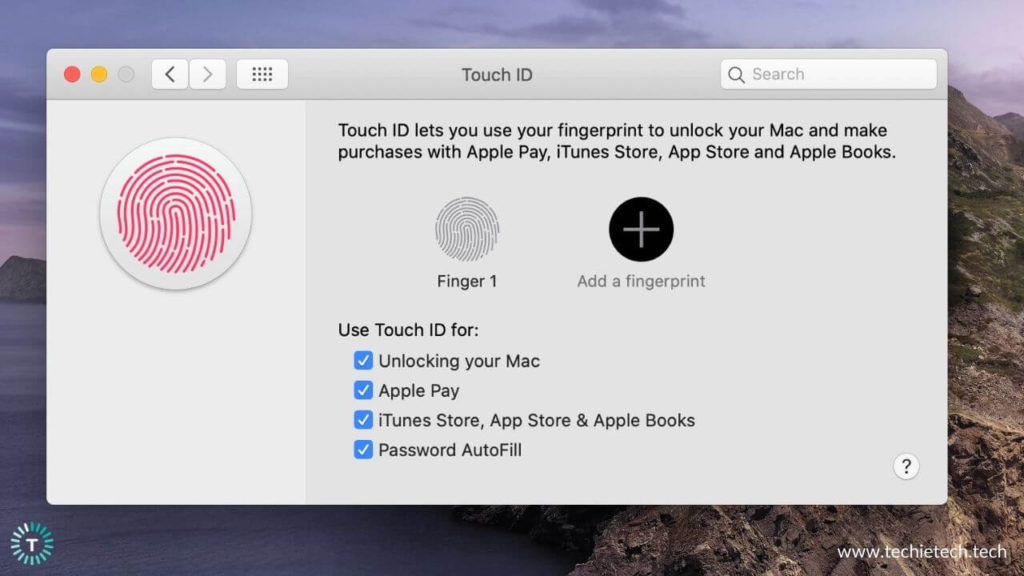 Use Touch ID For section