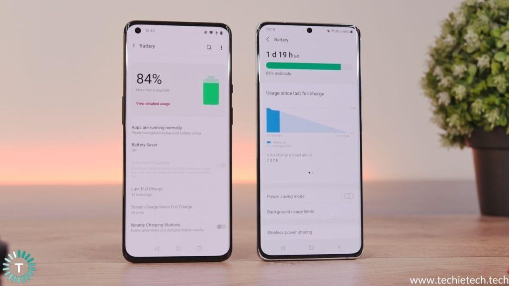 OnePlus 9 Pro vs Galaxy S21 Ultra Battery life and charging Comparison