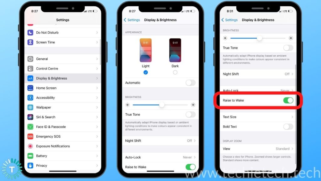 how to disable raise to wake on iPhone 12