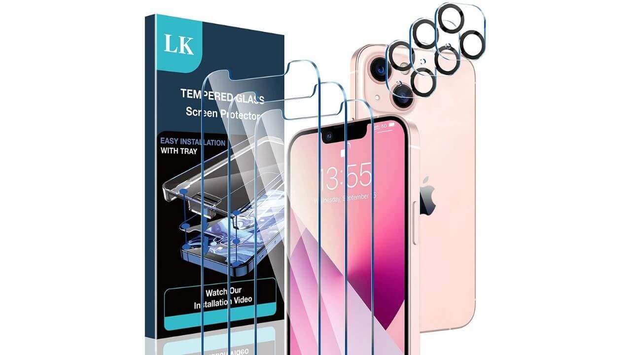 LK Screen Protector for iPhone 13 Mini (Camera Lens Protector Included)