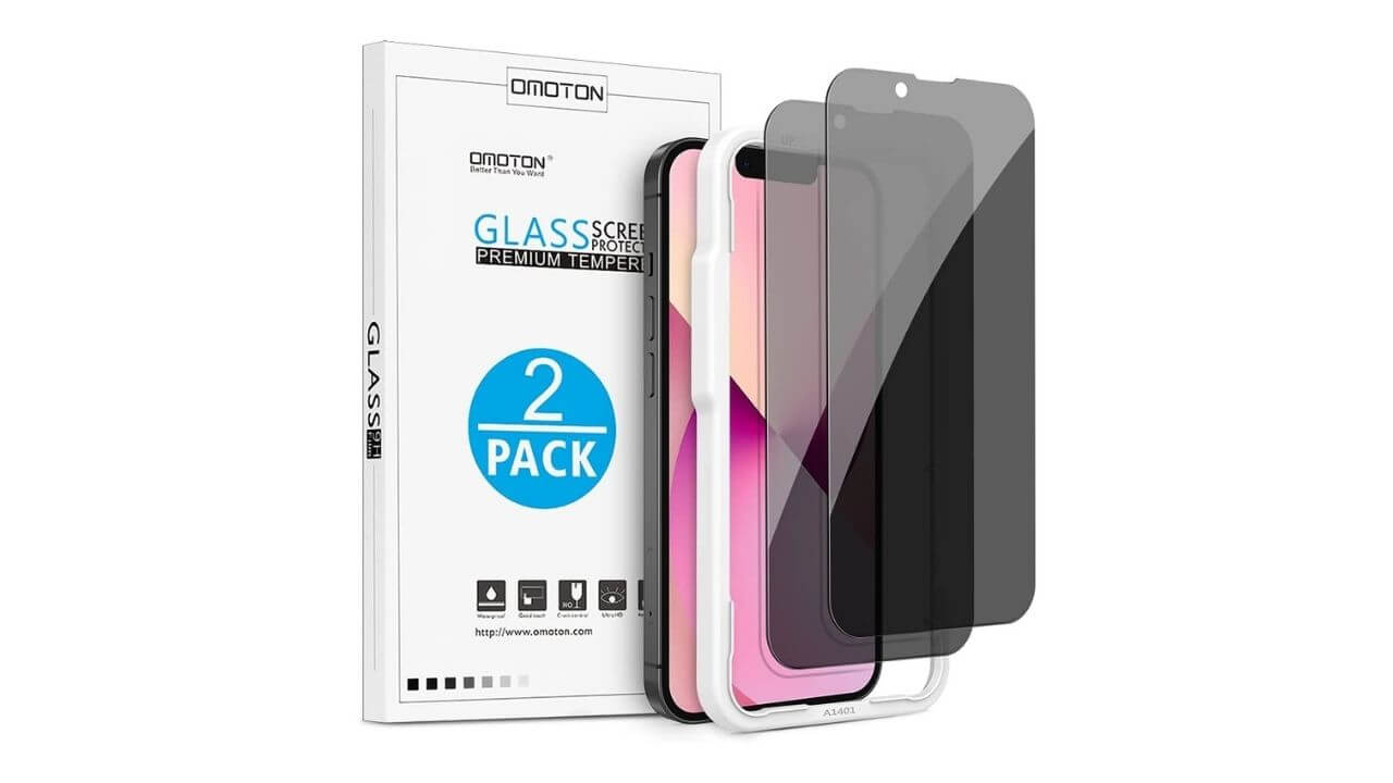 OMOTON Anti Spy Tempered Glass (Best Privacy Screen Protector for iPhone 13 Mini)