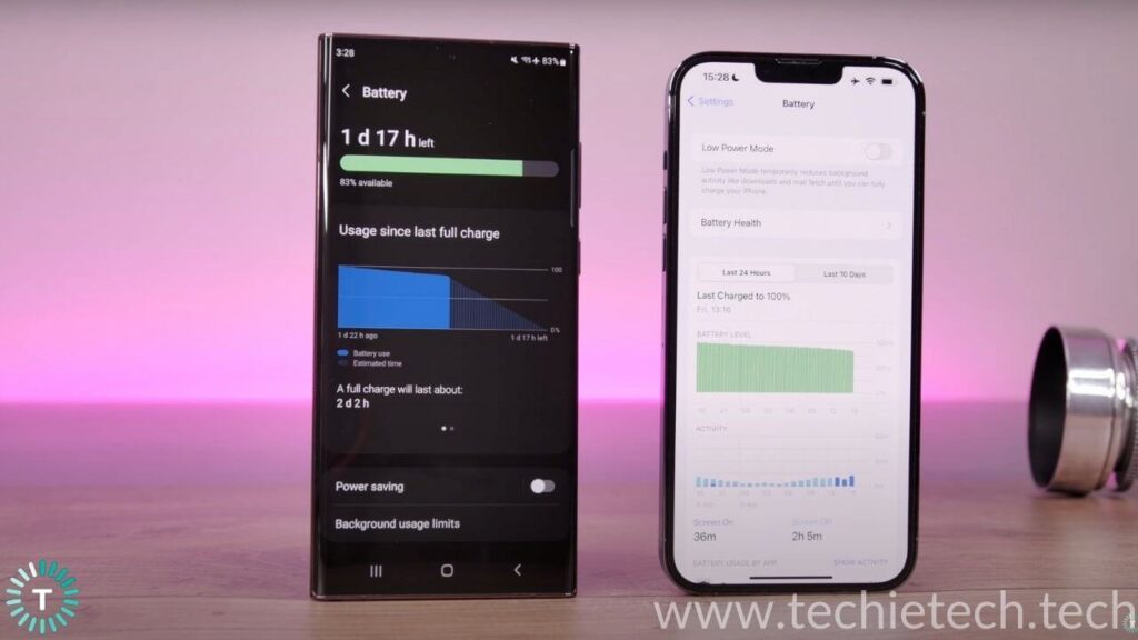 Galaxy S22 Ultra vs iPhone 13 Pro Max Battery Life and Charging Comparison