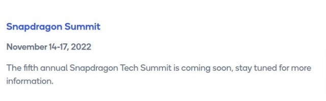 Qualcomm Tech summit notification 2022