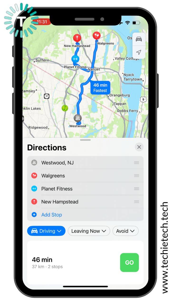 How to add multiple stops in Apple Maps step 5