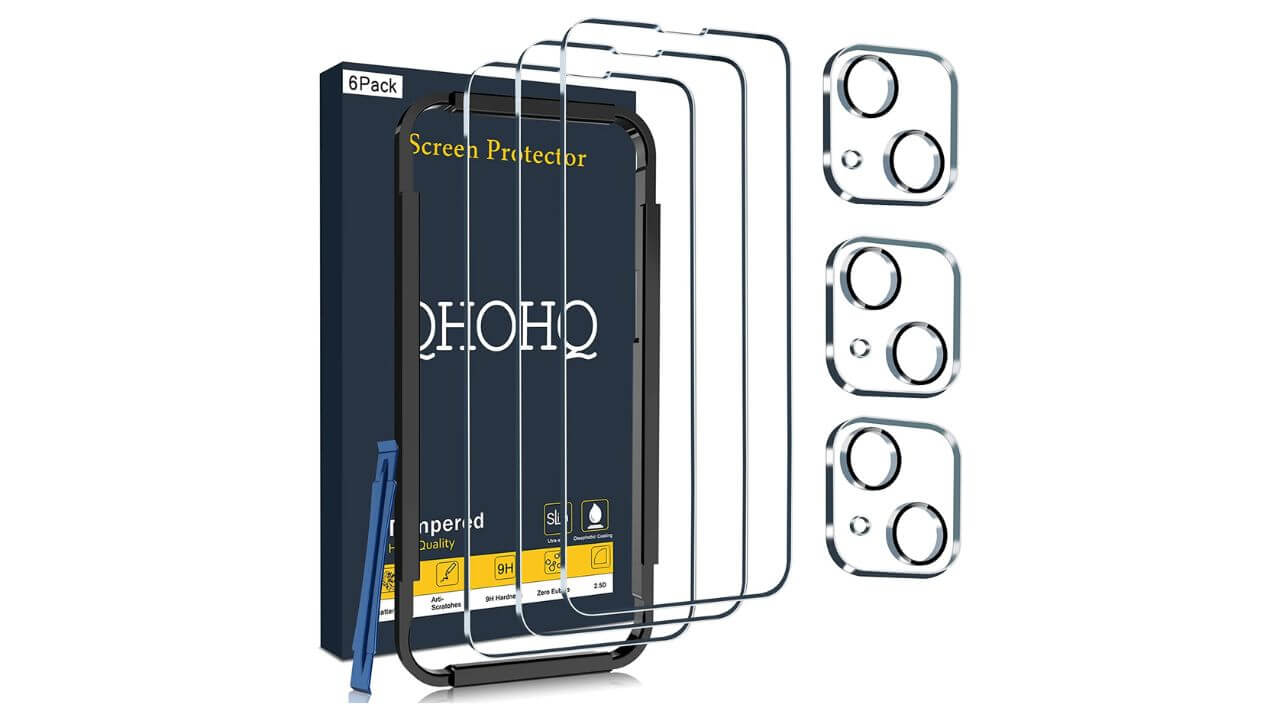 QHOHQ 3-Pack Tempered Glass with Camera Protector