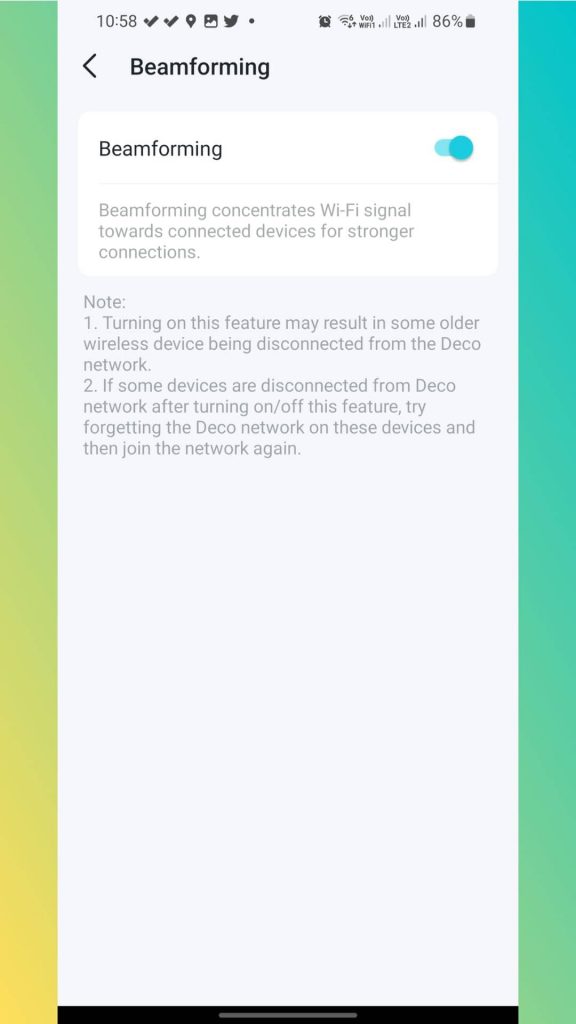 Beamforming in TP Link Deco routers makes sure there are no dead WiFi zones in your house:office