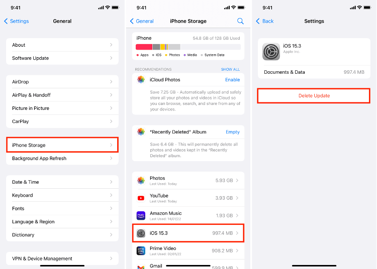Clearing iOS Update File