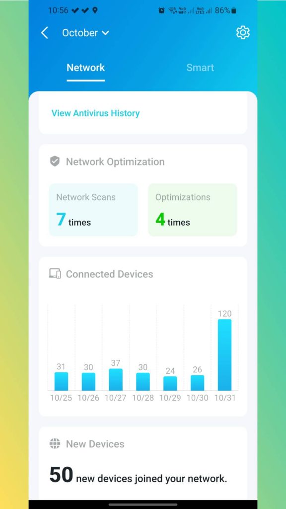 Connecting a maximum of 120 active network devices to the Deco X20 for stress testing