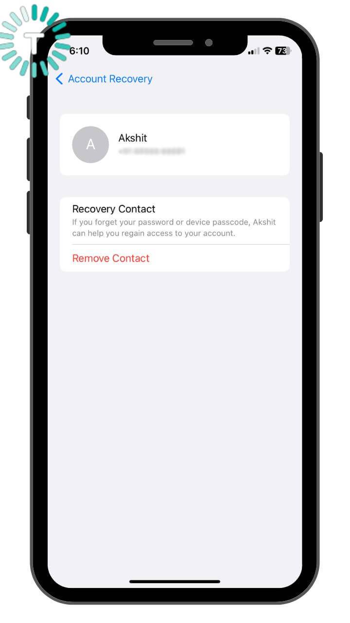 How to remove a Recovery Contact