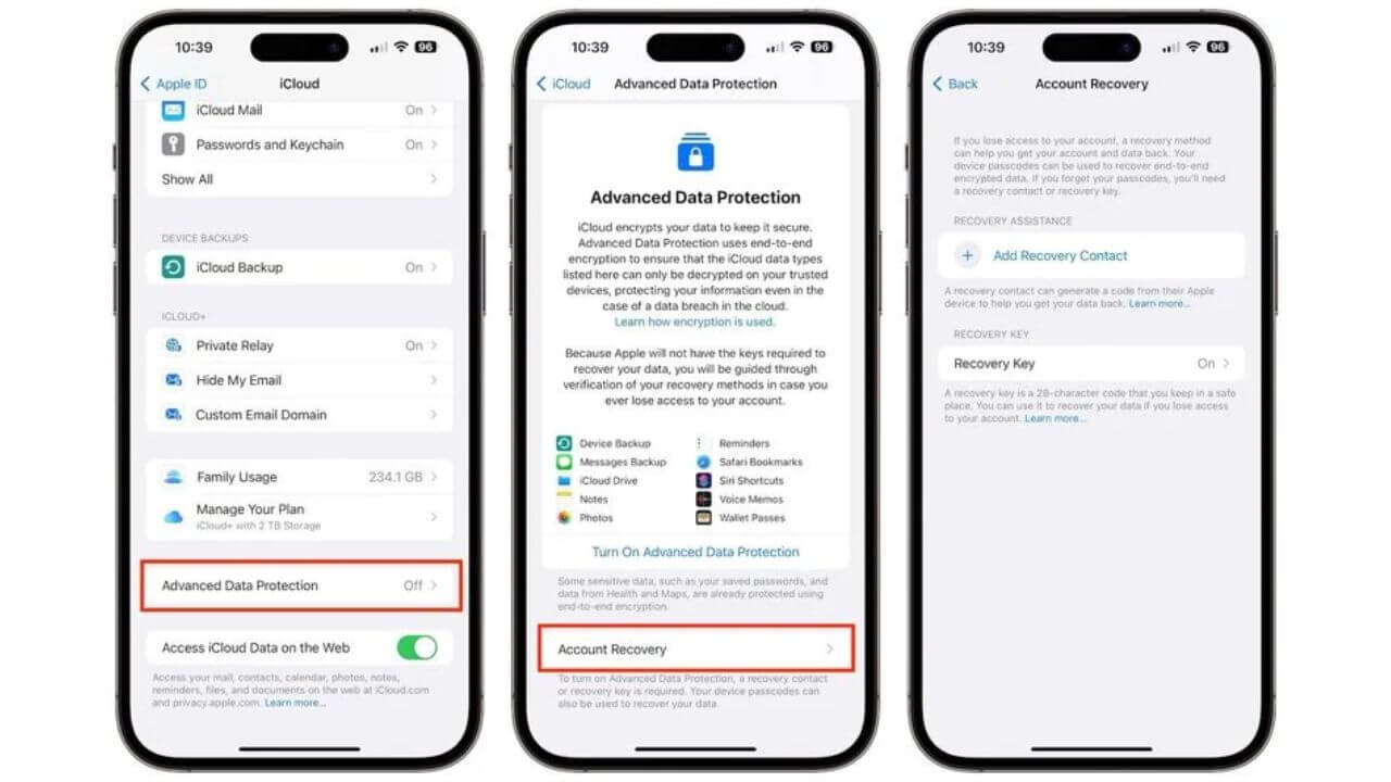 Set up Account Recovery on iPhone, iPad, or Mac
