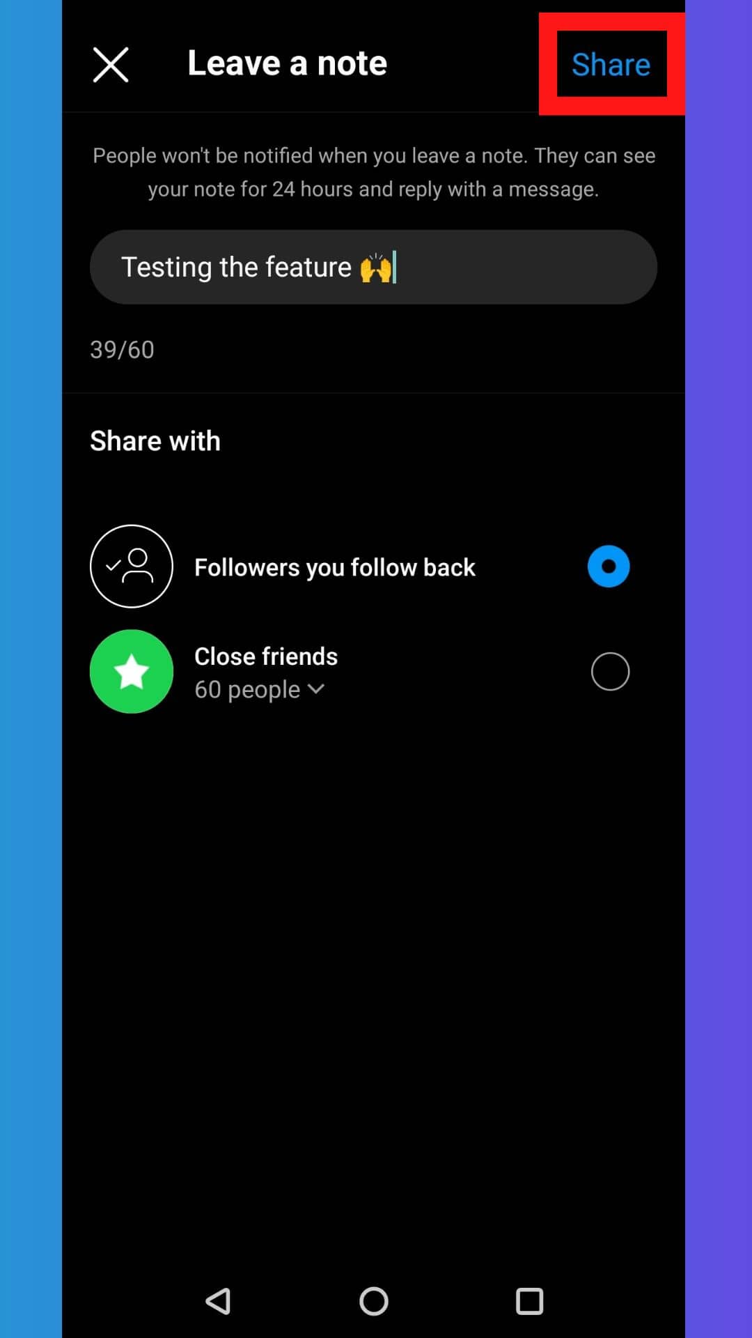 Tap on the Share option