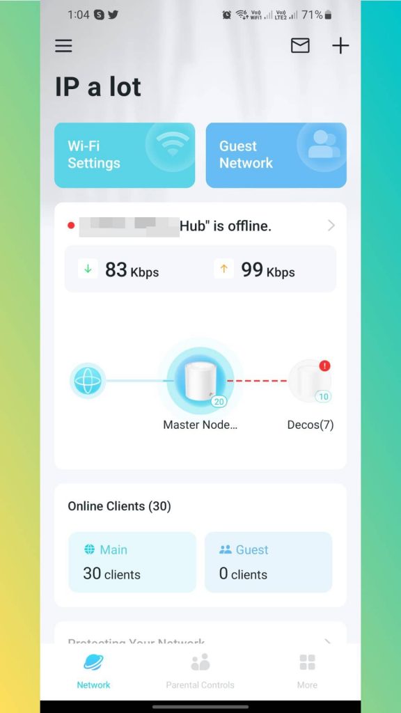 The Deco app lets you know which mesh router unit is offline