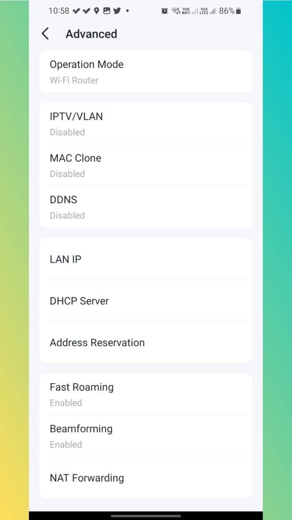 The Deco app offers a decent amount of advanced router features