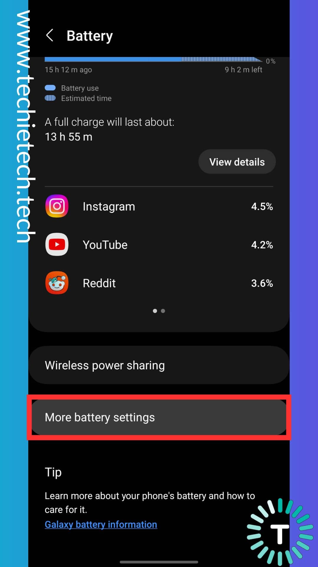 Tap on More Battery Settings