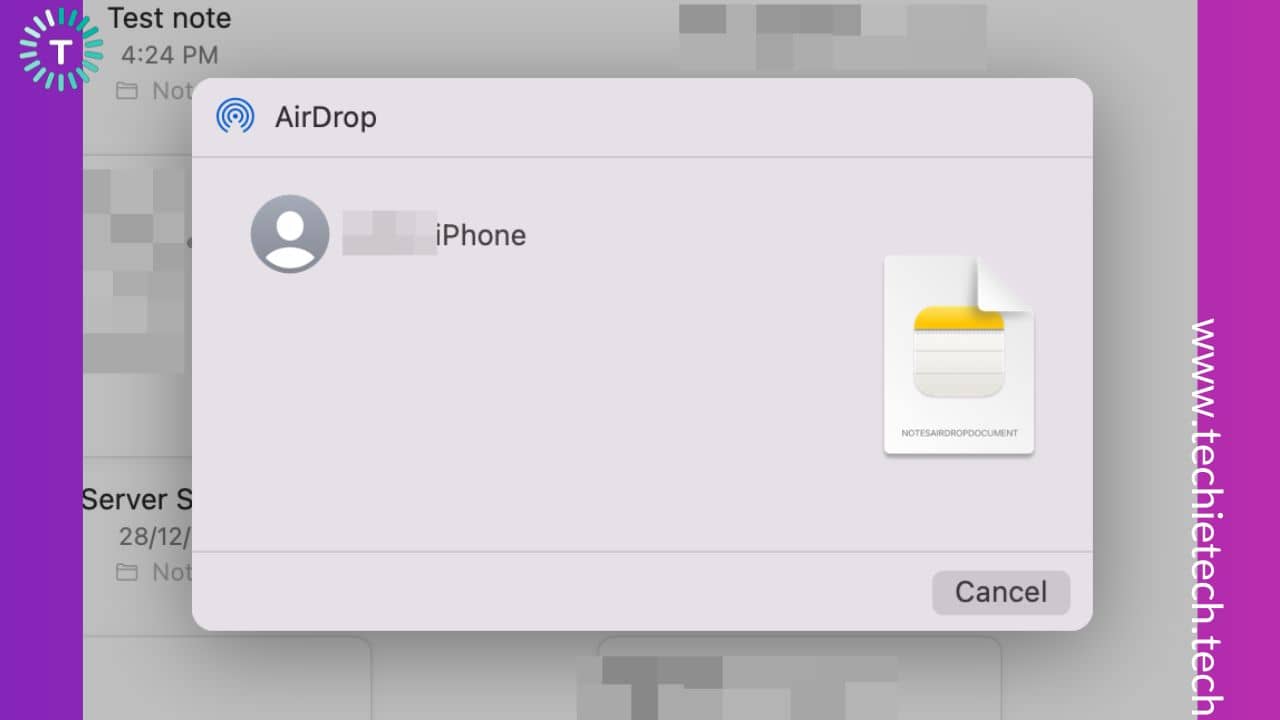 choose the device to which you want to transfer the notes (i.e. iPhone)