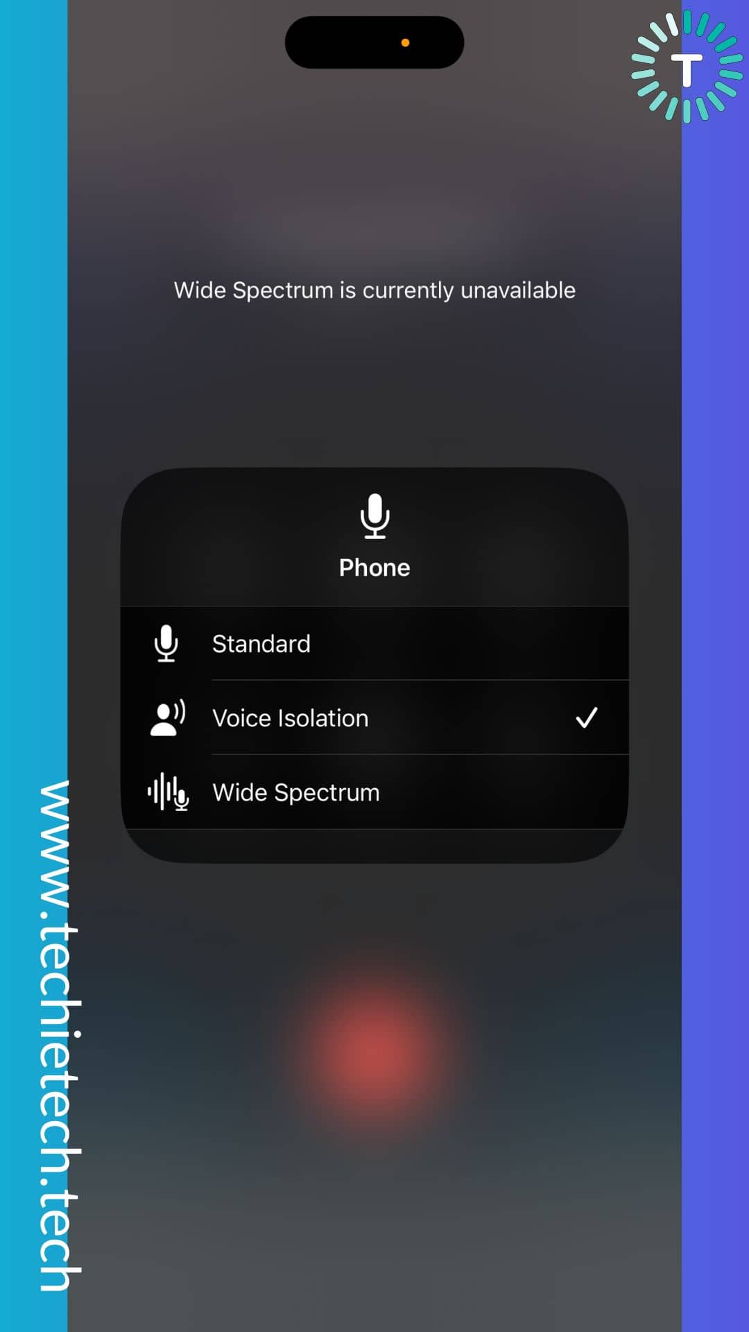 Changing Mic Mode to Voice Isolation on iOS 16.4.1