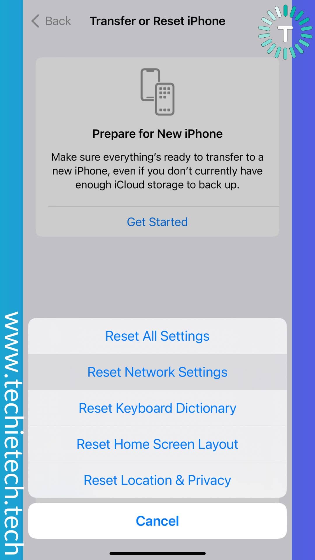 Tap on Reset network settings