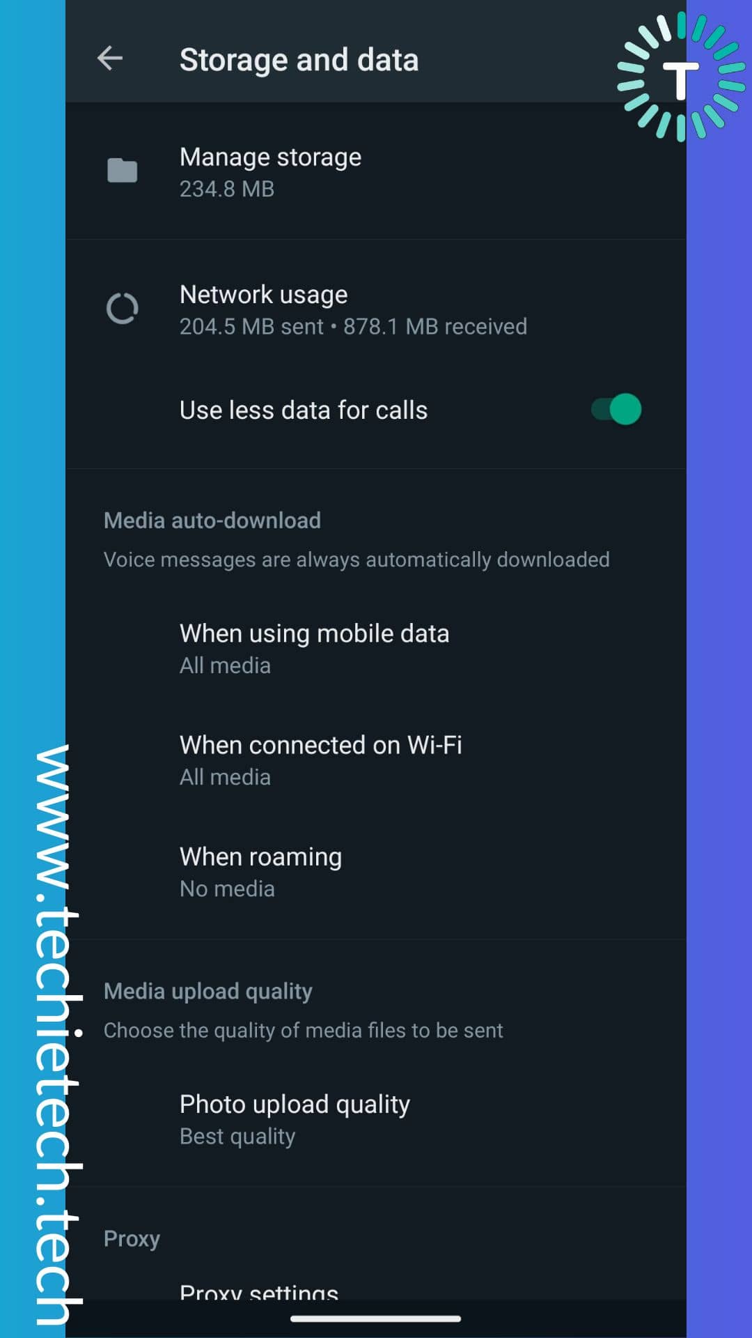 Toggle to disable less data for calls
