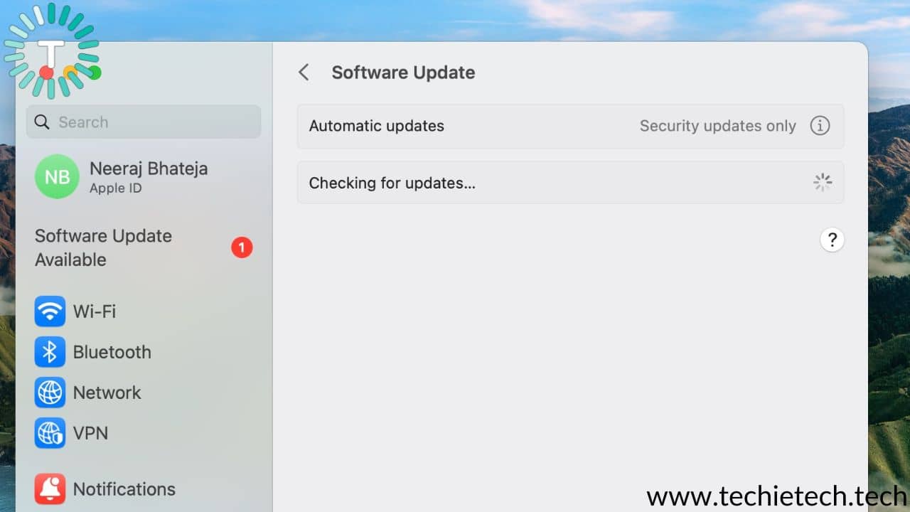 MacBook checking updates