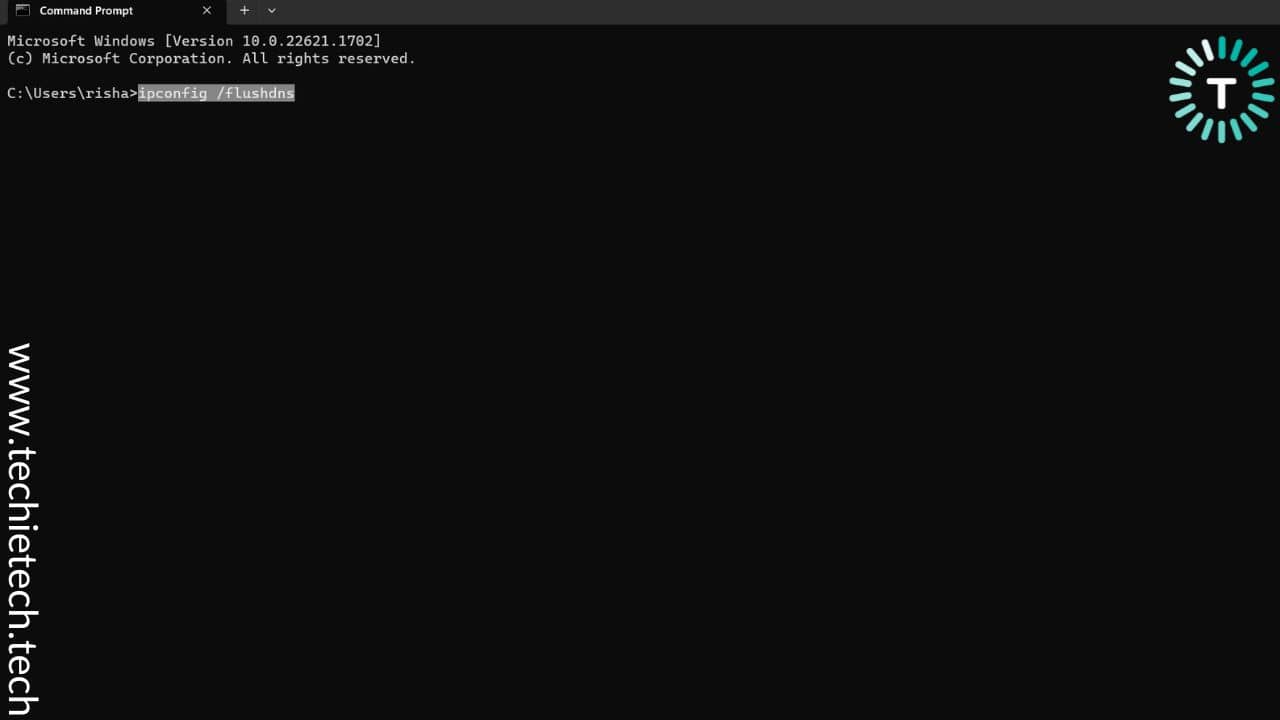 Type the command in command prompt