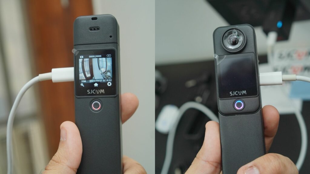 SJCAM C300 Action Camera Battery Grip Design with extra display on the back